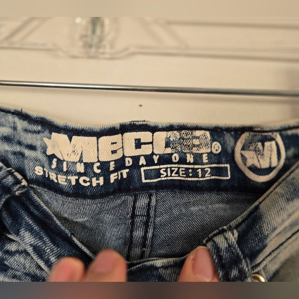 Mecca Acid Washed Crinkle Lines Skinny Stretch Fit Boys Size 12 - Picture 3 of 6